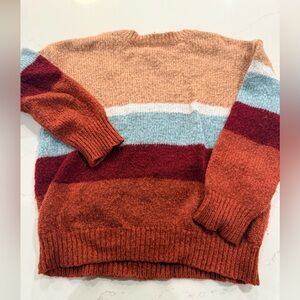 Striped Colorblock Crewneck Sweater - Multicolor